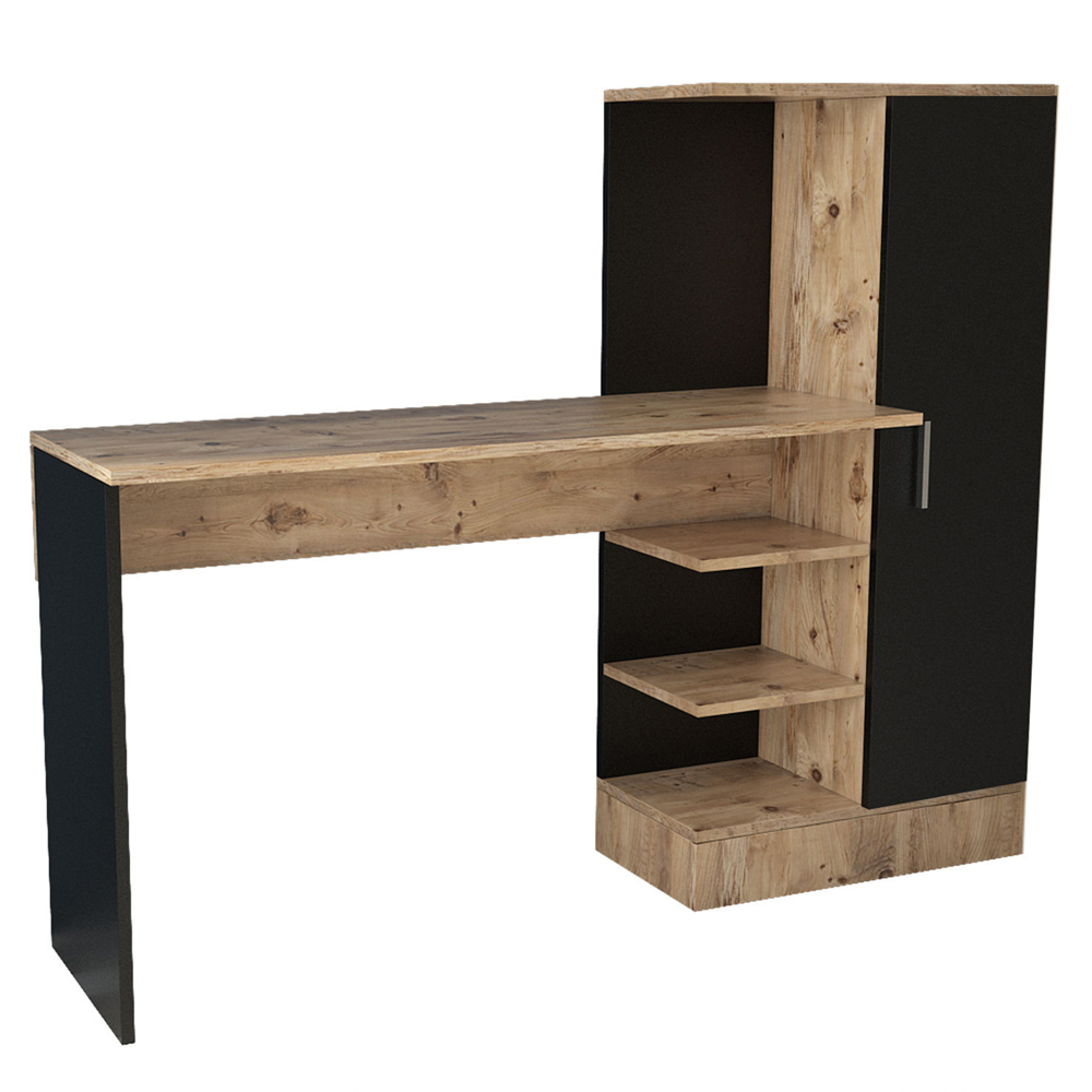Crosaro Wooden Laptop Desk With 1 Door In Atlantic Pine And Black