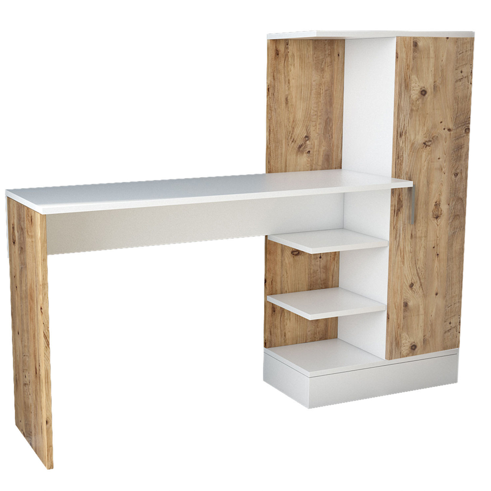 Crosaro Wooden Laptop Desk With 1 Door In Atlantic Pine And White