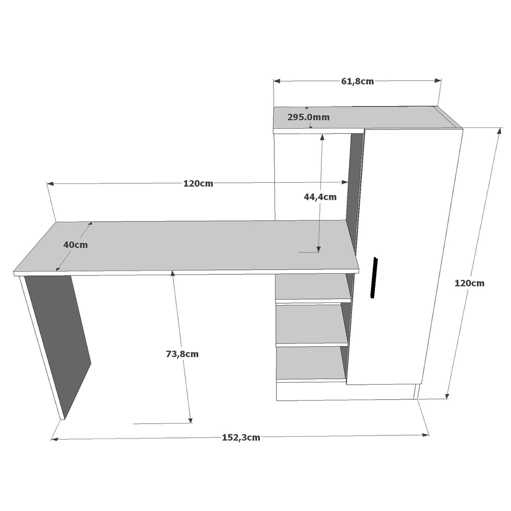 Crosaro Wooden Laptop Desk With 1 Door In Atlantic Pine And White