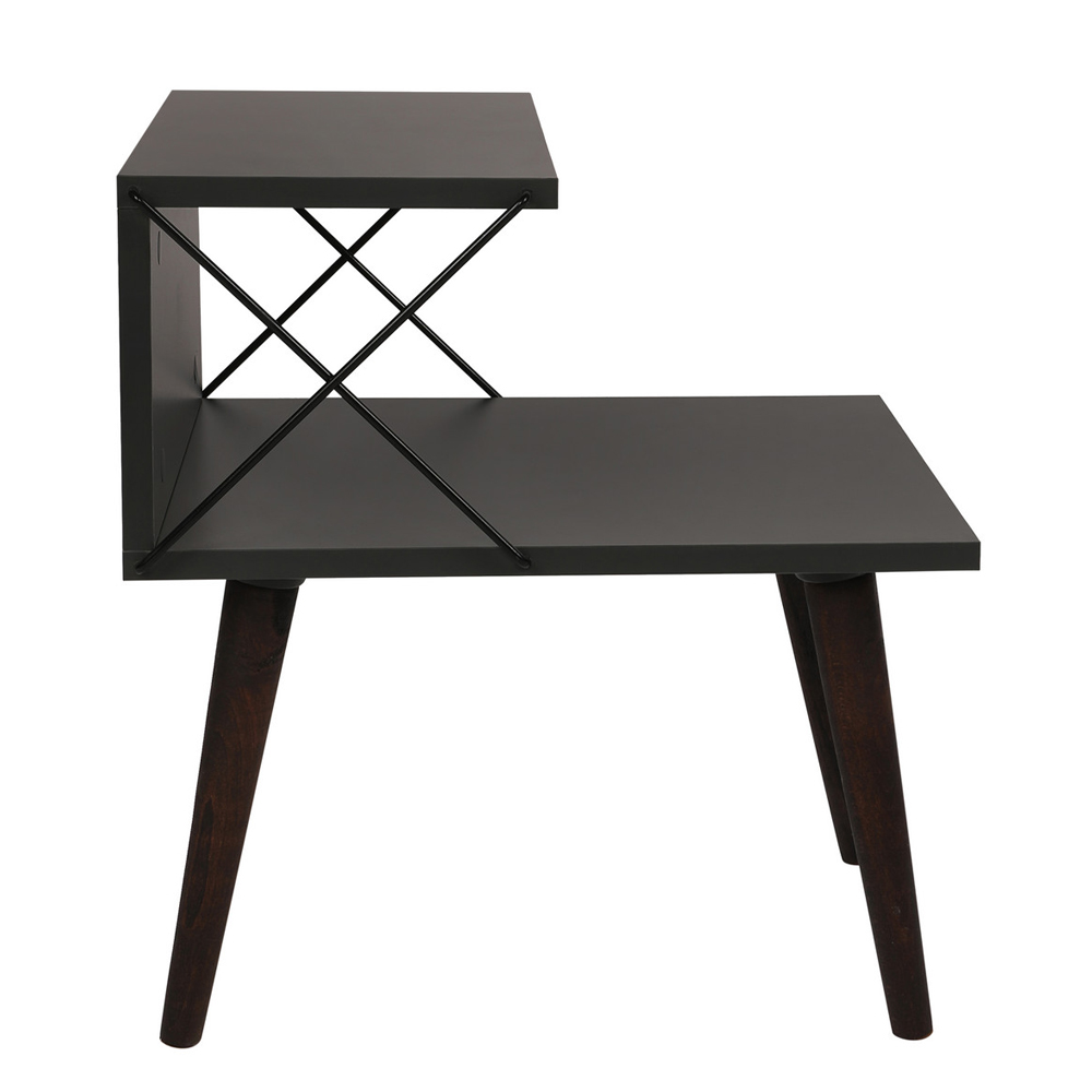 Croselle Wooden Bedside Table With Beech Legs In Anthracite