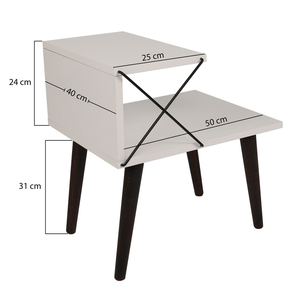Croselle Wooden Bedside Table With Beech Legs In Dark Brown