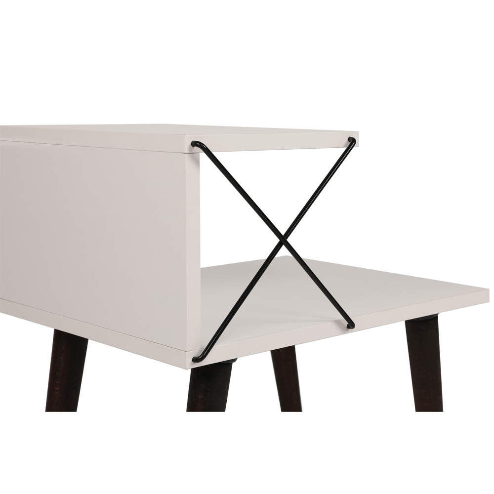Croselle Wooden Bedside Table With Beech Legs In White