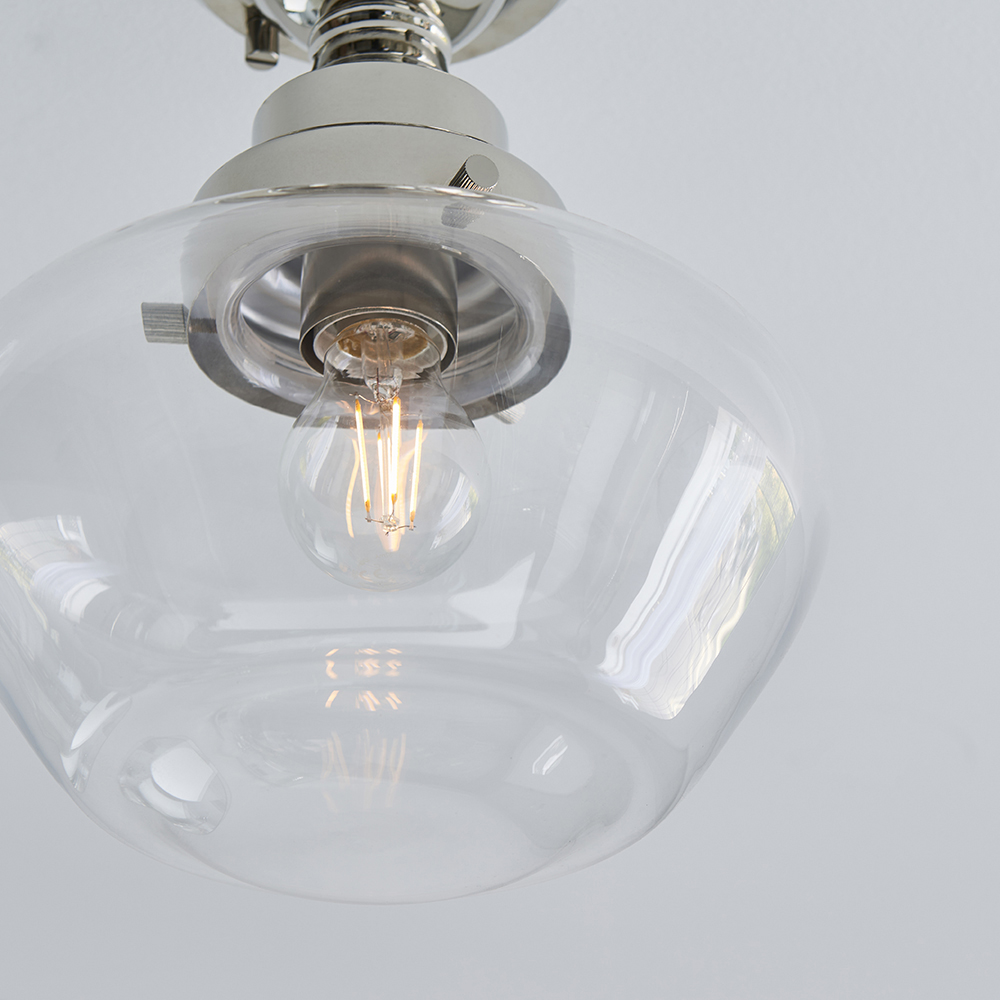 Crowley Clear Glass Semi-Flush Ceiling Light In Chrome