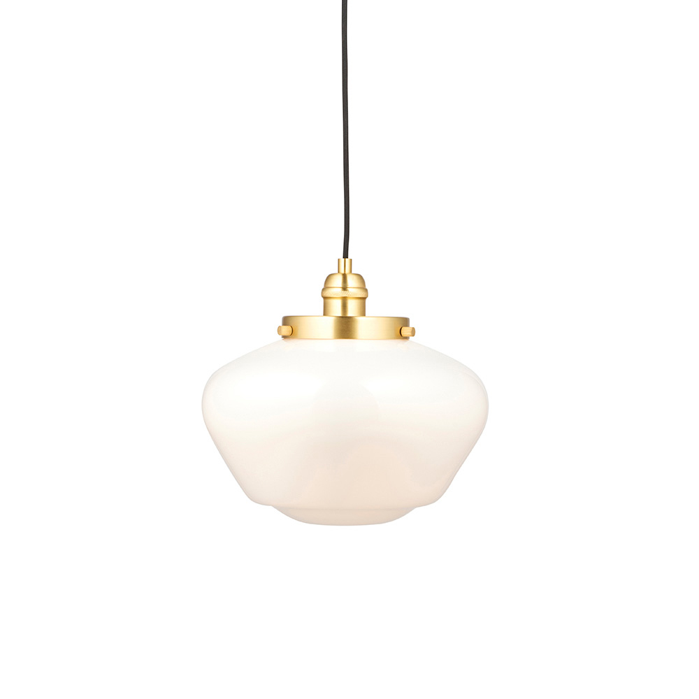Crowley Opal Glass Pendant Ceiling Light In Antique Brass