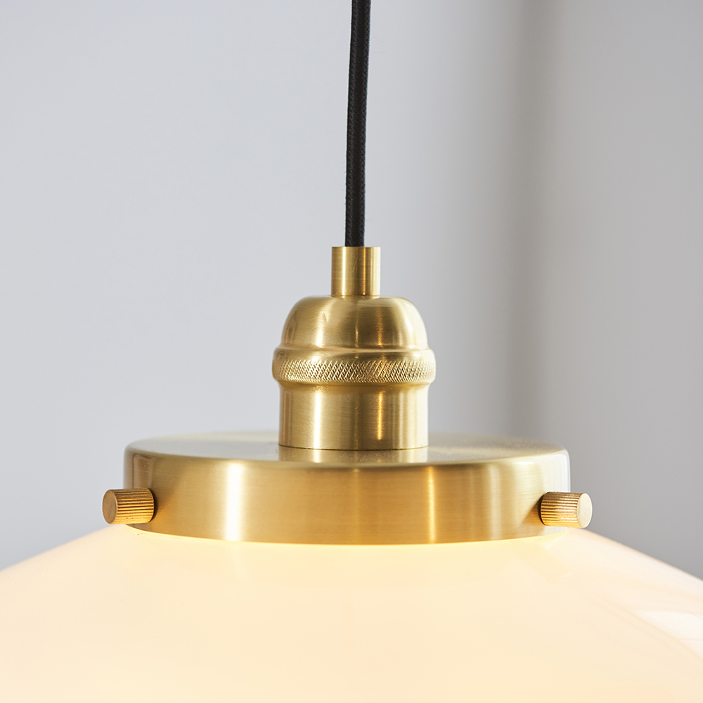 Crowley Opal Glass Pendant Ceiling Light In Antique Brass