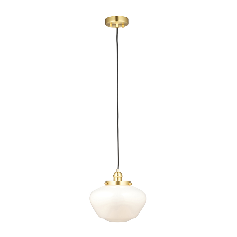 Crowley Opal Glass Pendant Ceiling Light In Antique Brass