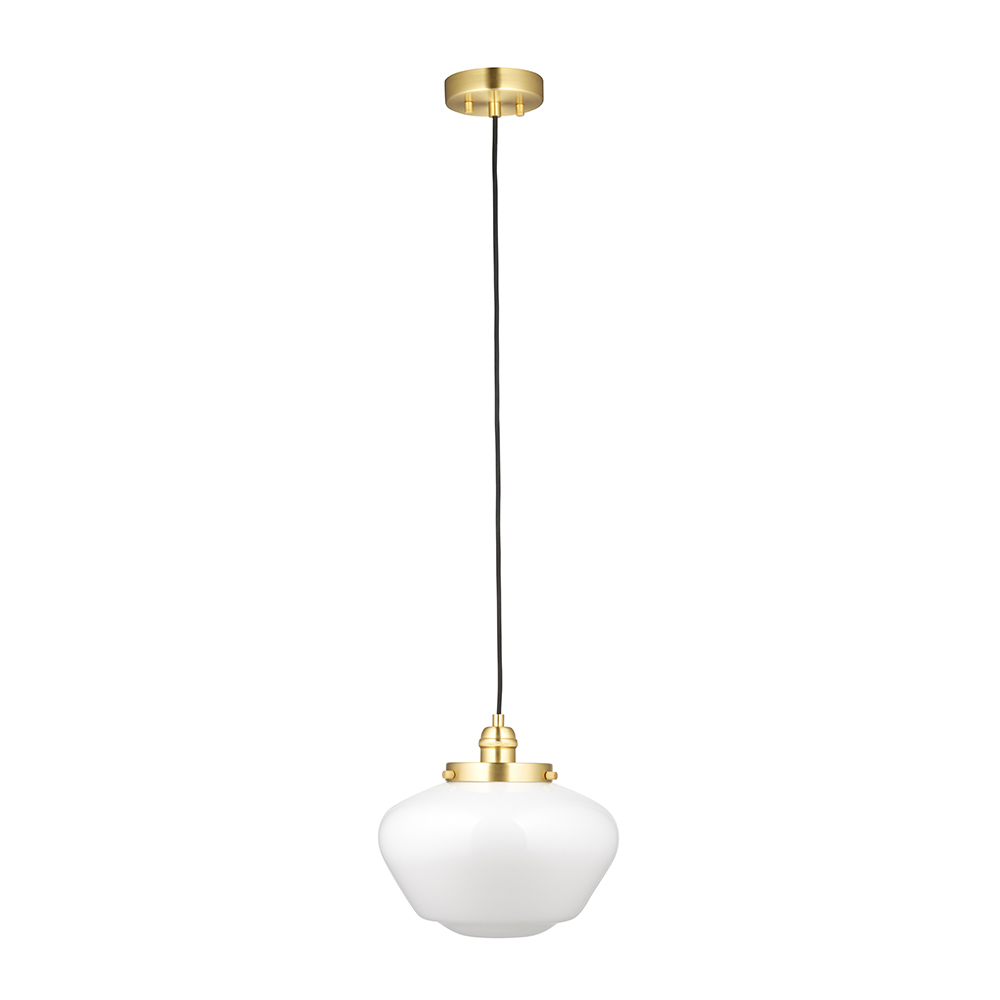 Crowley Opal Glass Pendant Ceiling Light In Antique Brass