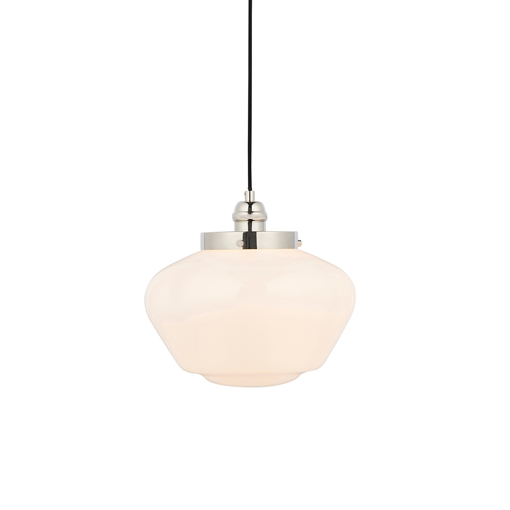Crowley Opal Glass Pendant Ceiling Light In Bright Nickel