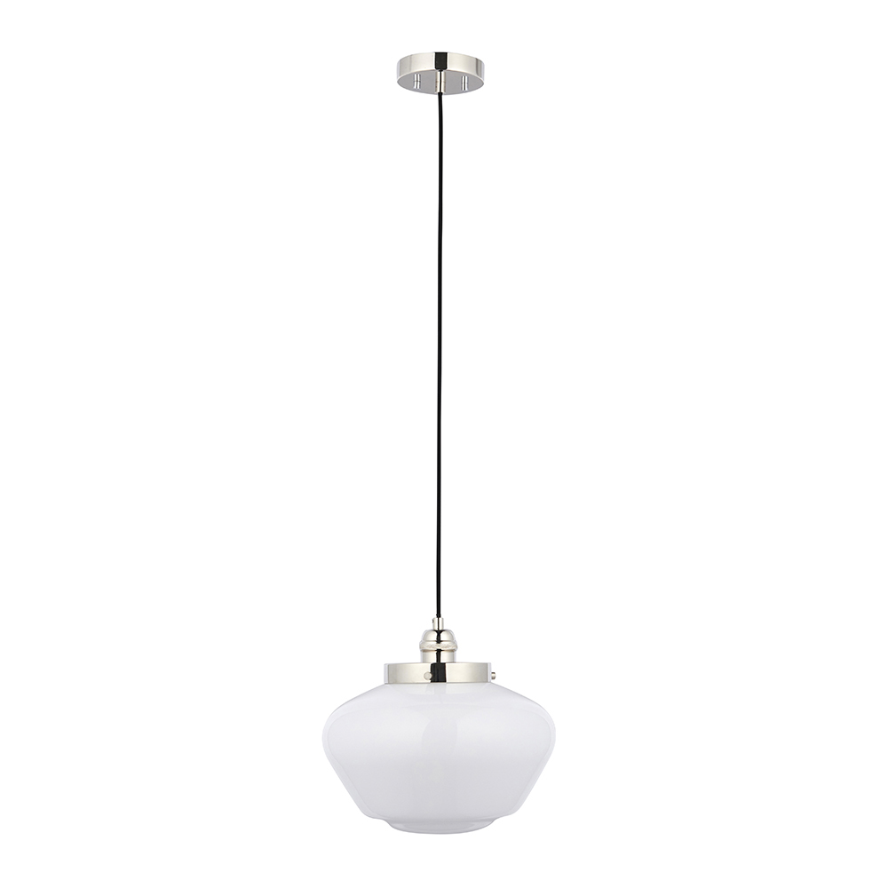 Crowley Opal Glass Pendant Ceiling Light In Bright Nickel