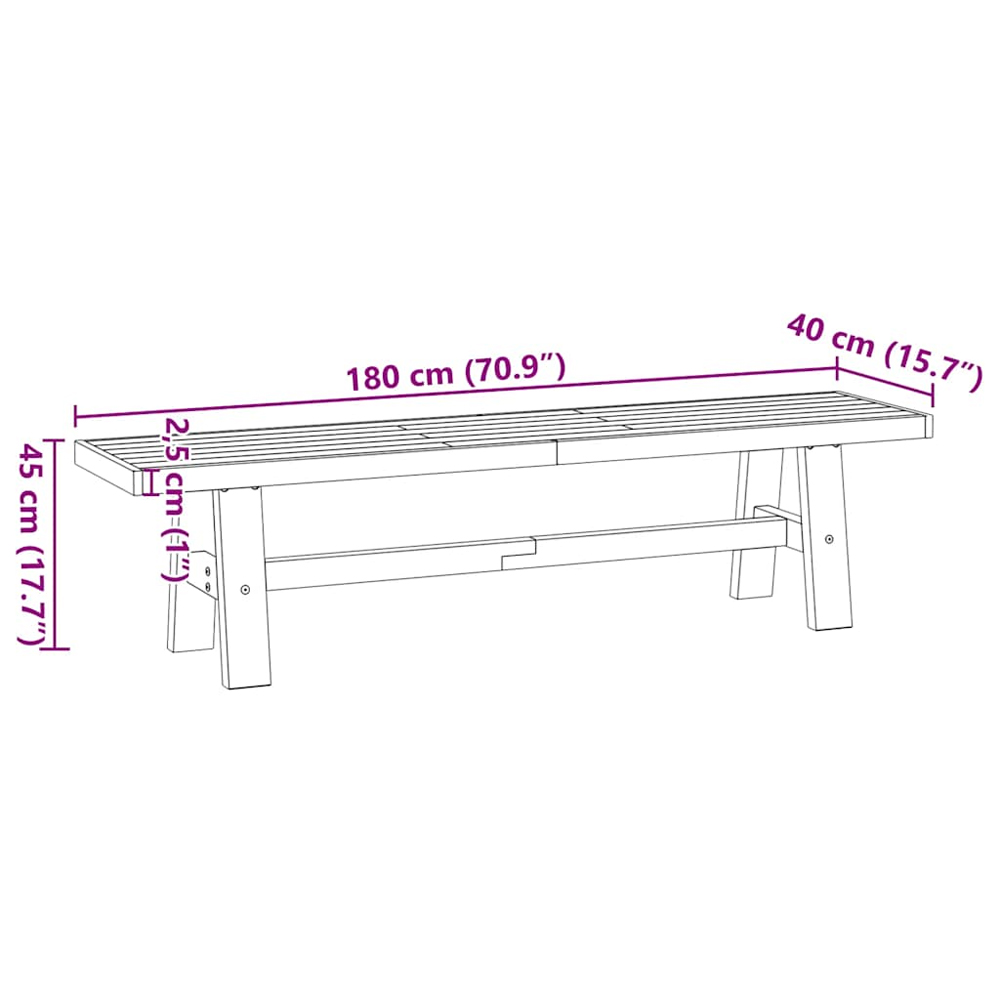 Crowley Wooden Dining Bench With A-Shaped Legs In Natural