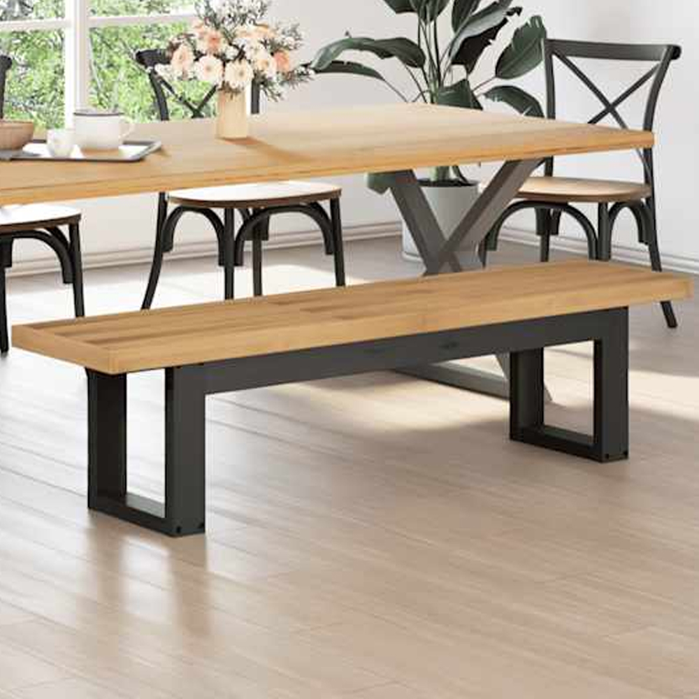 Crowley Wooden Dining Bench With U-Shaped Legs In Natural