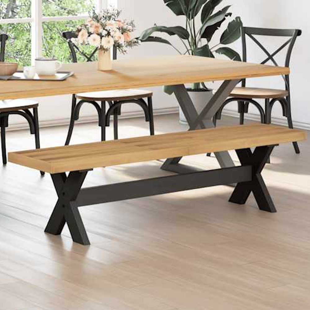 Crowley Wooden Dining Bench With X-Shaped Legs In Natural