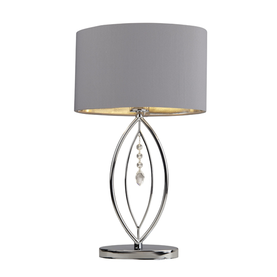 Crown Chrome Table Lamp In Grey Oval Shade Furniture in Fashion