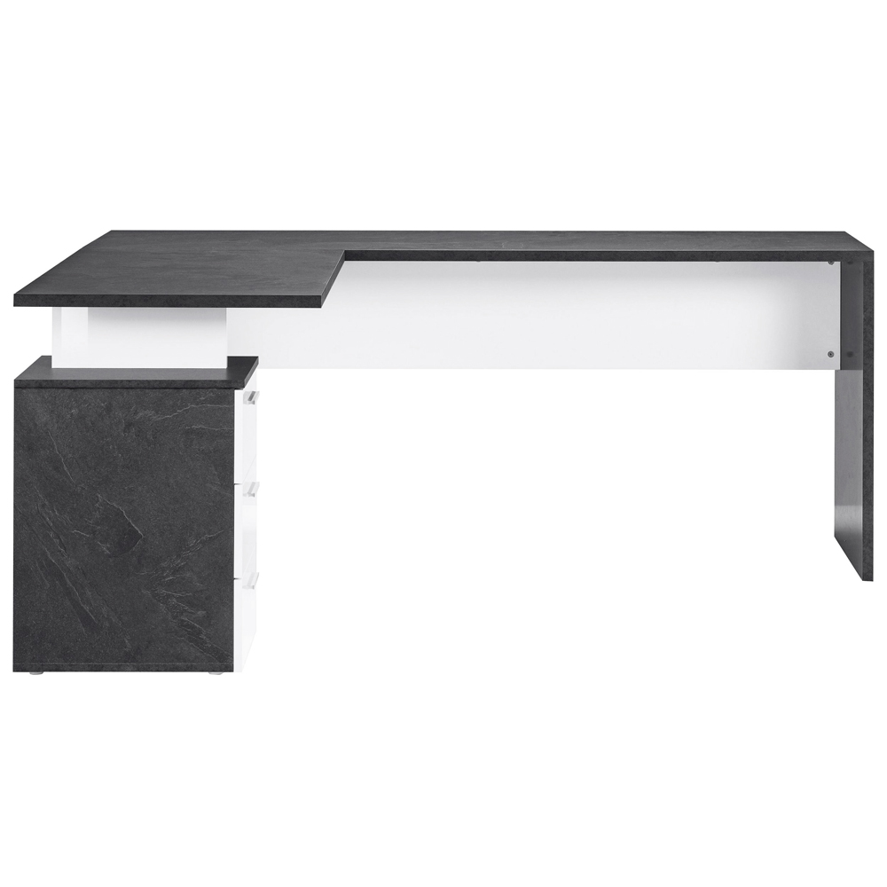 Champlin High Gloss Corner Laptop Desk In White And Report
