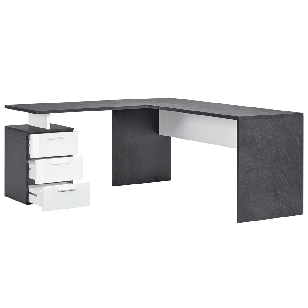 Champlin High Gloss Corner Laptop Desk In White And Report