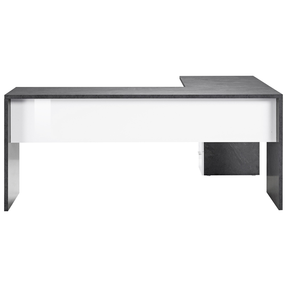 Champlin High Gloss Corner Laptop Desk In White And Report