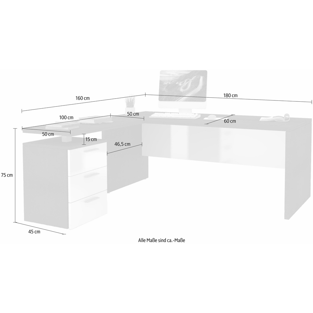 Champlin High Gloss Corner Laptop Desk In White