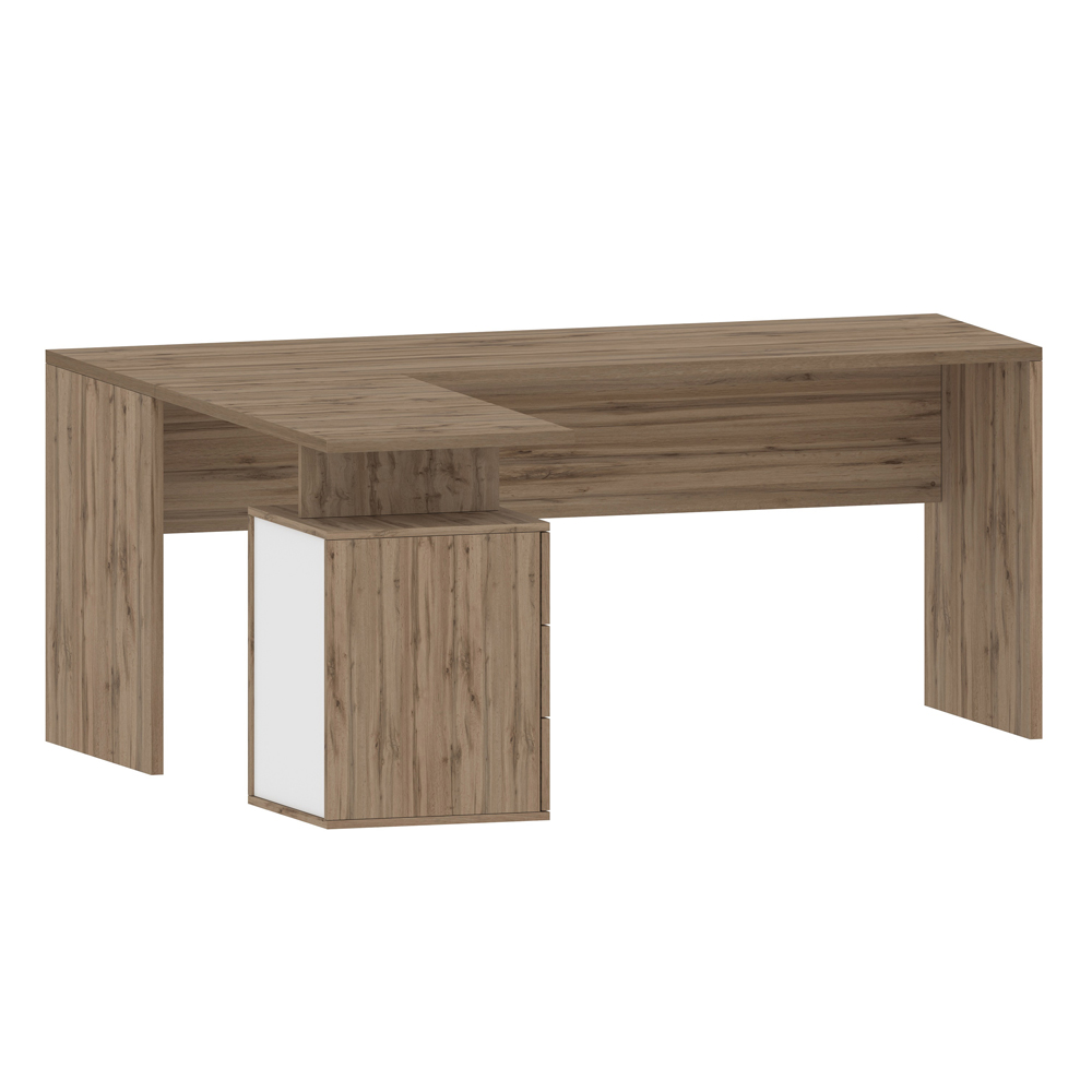 Champlin Wooden Corner Laptop Desk In Wotan Oak