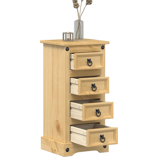 Croydon Wooden Bedside Cabinet With 4 Drawers In Brown