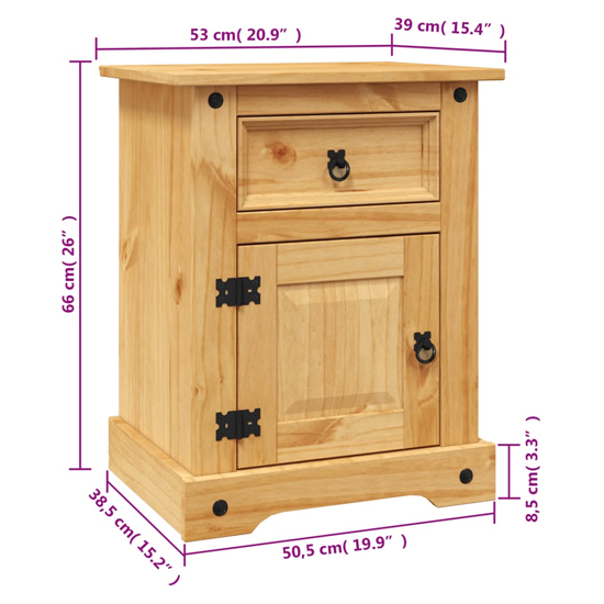 Croydon Wooden Bedside Cabinet With In Brown