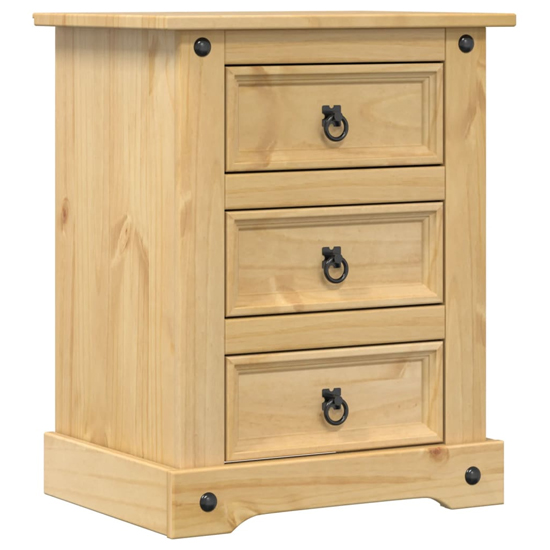 Croydon Wooden Bedside Cabinet Large With 3 Drawers In Brown