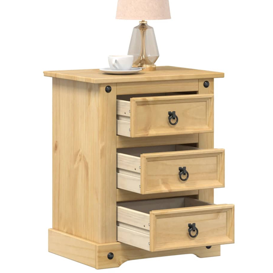 Croydon Wooden Bedside Cabinet Large With 3 Drawers In Brown