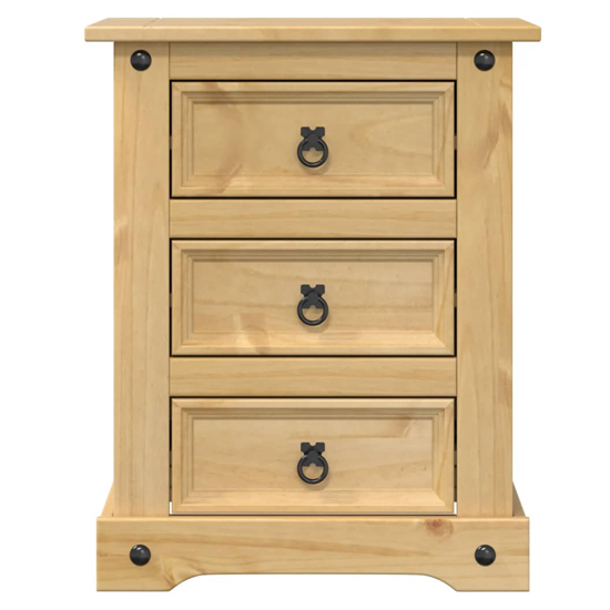 Croydon Wooden Bedside Cabinet Large With 3 Drawers In Brown