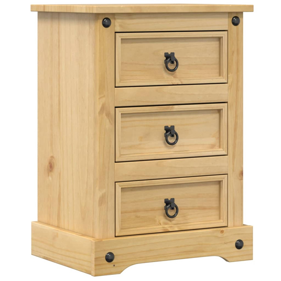 Croydon Wooden Bedside Cabinet Medium With 3 Drawers In Brown