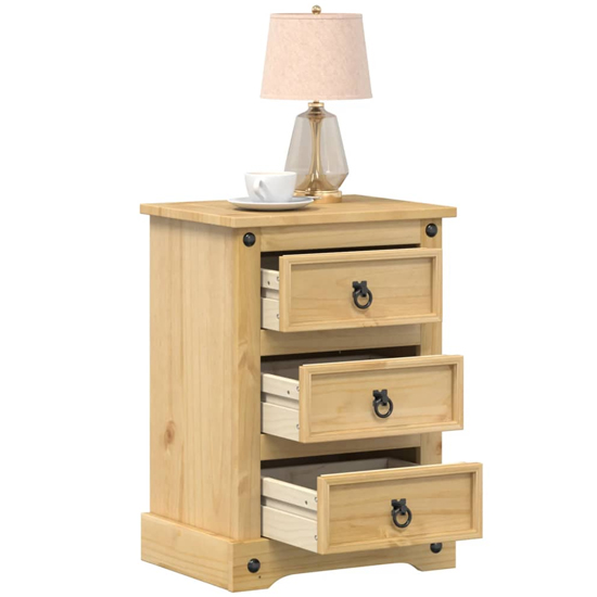 Croydon Wooden Bedside Cabinet Medium With 3 Drawers In Brown