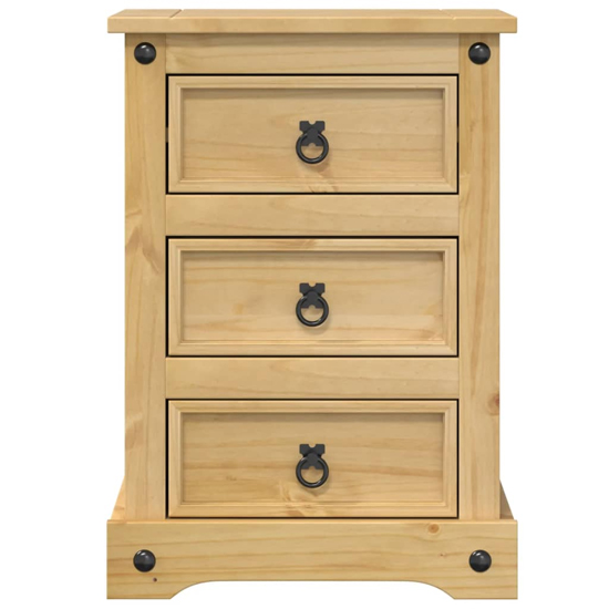 Croydon Wooden Bedside Cabinet Medium With 3 Drawers In Brown