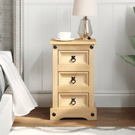 Read more about Croydon wooden bedside cabinet small with 3 drawers in brown
