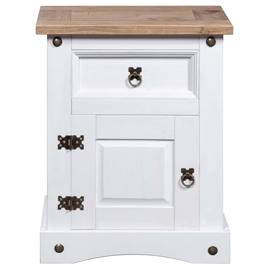 Croydon Wooden Bedside Cabinet With In White And Brown