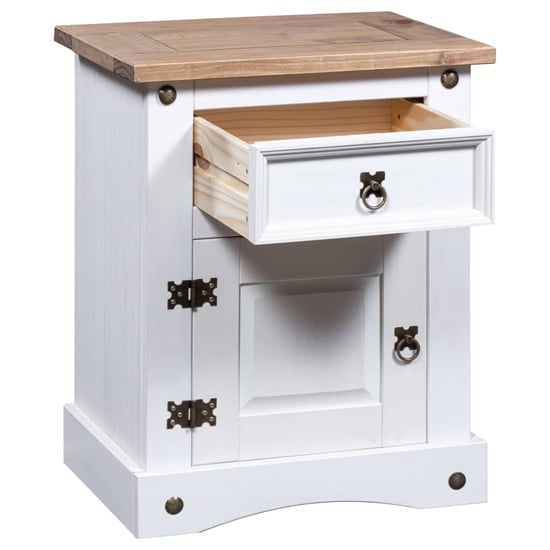Croydon Wooden Bedside Cabinet With In White And Brown