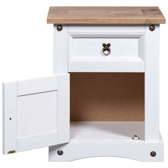 Croydon Wooden Bedside Cabinet With In White And Brown