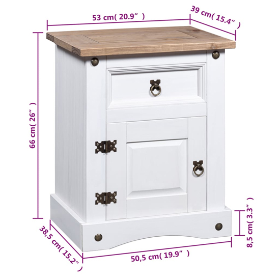 Croydon Wooden Bedside Cabinet With In White And Brown
