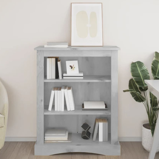 Product photograph of Croydon Wooden Bookcase With 3 Shelves In Grey from Furniture in Fashion
