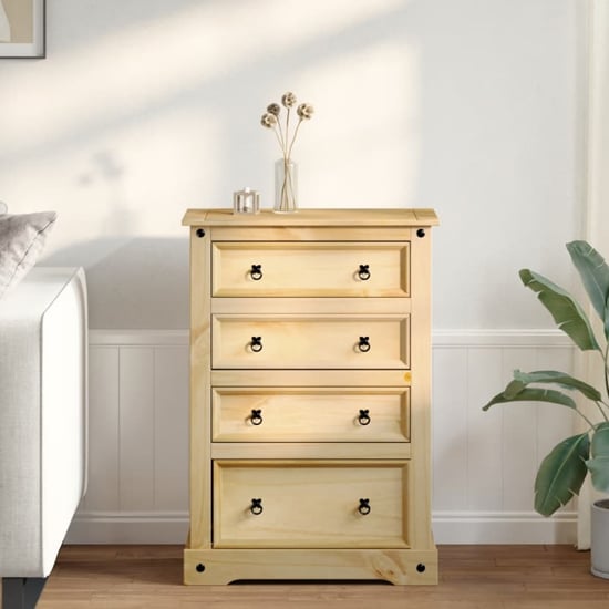 Product photograph of Croydon Wooden Chest Of 4 Drawers Medium In Brown from Furniture in Fashion