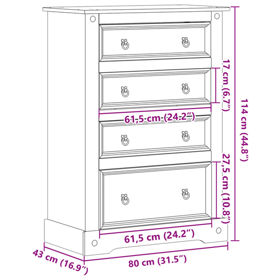 Croydon Wooden Chest Of 4 Drawers Medium In Brown
