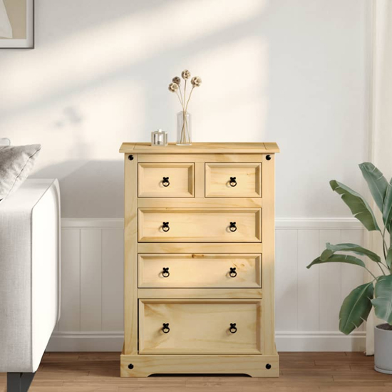Read more about Croydon wooden chest of 5 drawers medium in brown