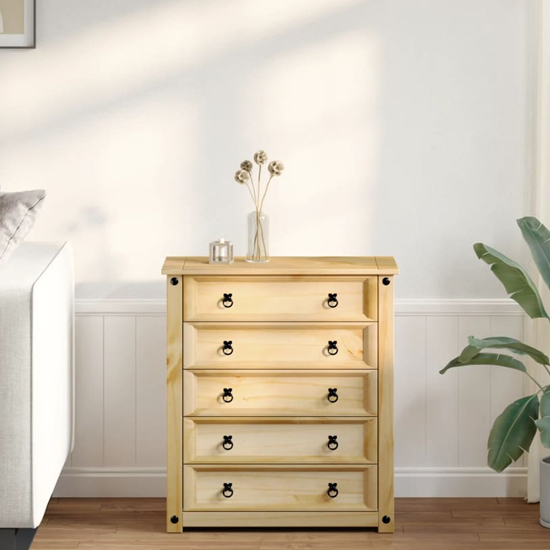 Read more about Croydon wooden chest of 5 drawers small in brown