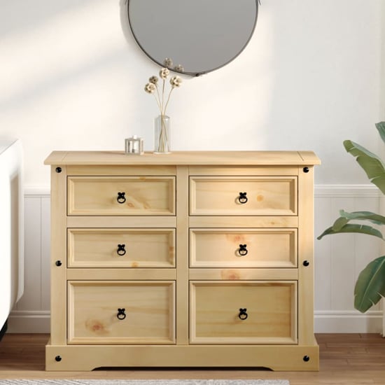 Product photograph of Croydon Wooden Chest Of 6 Drawers Large In Brown from Furniture in Fashion