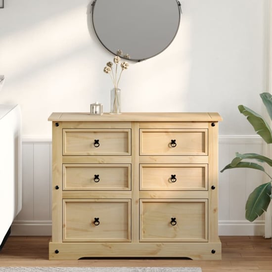 Product photograph of Croydon Wooden Chest Of 6 Drawers Small In Brown from Furniture in Fashion