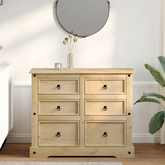 Read more about Croydon wooden chest of 6 drawers small in brown