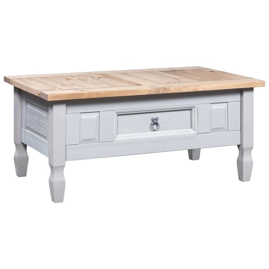 Read more about Croydon wooden coffee table with 1 drawer in grey and brown