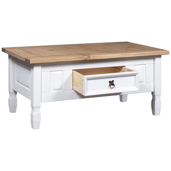 Croydon Wooden Coffee Table With 1 Drawer In White And Brown