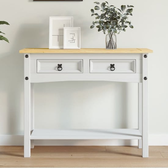 Read more about Croydon wooden console table with 1 shelf in white and brown