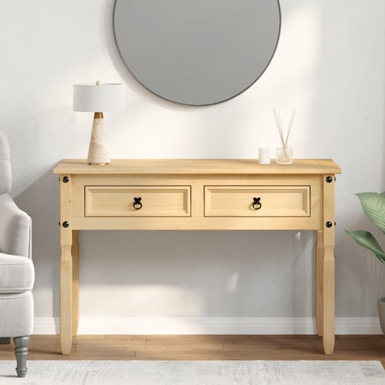 Read more about Croydon wooden console table with 2 drawers in brown