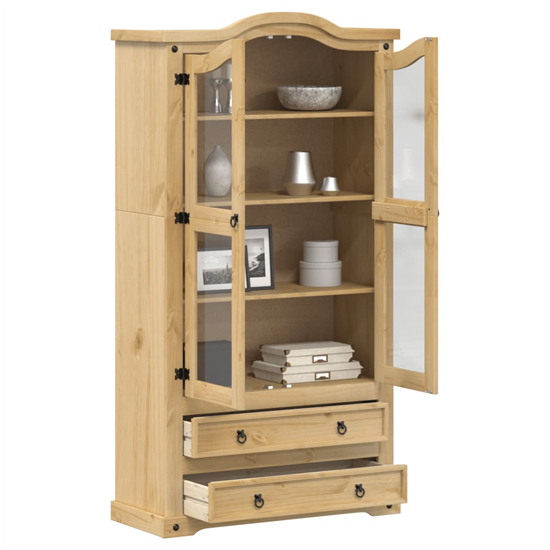 Croydon Wooden Display Cabinet With 2 Doors 2 Drawers In Brown