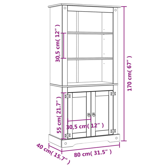 Croydon Wooden Display Cabinet With 2 Doors In Brown