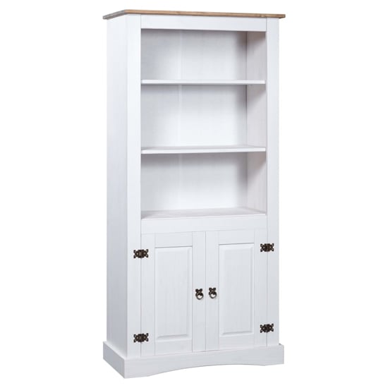 Product photograph of Croydon Wooden Display Cabinet With 2 Doors In White And Brown from Furniture in Fashion